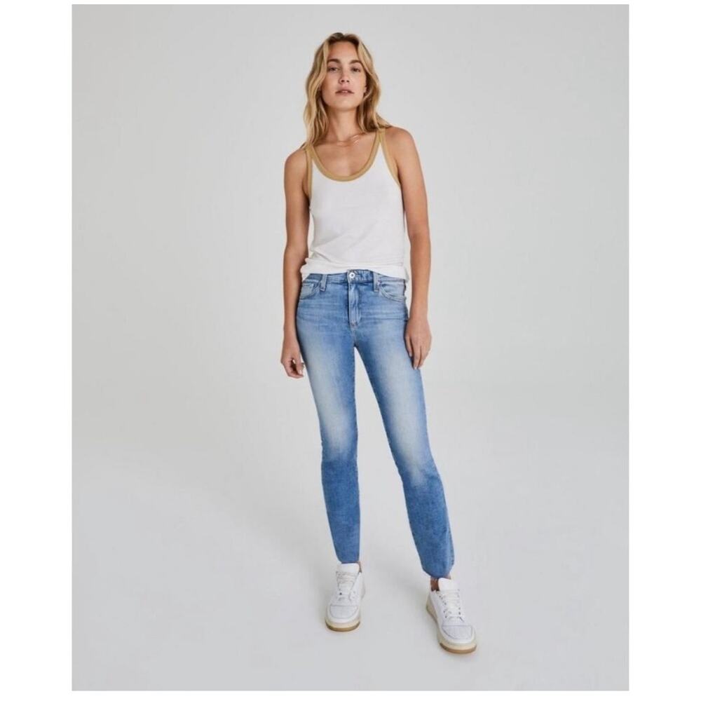 AG Adriano Goldschmied Mari High Rise Straight Raw Hem Jeans 23 Years Reclaim 28